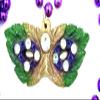 Masquerade Mask Mardi Gras Bead Necklace Purple Green Gold and Jewels New Orleans view 2