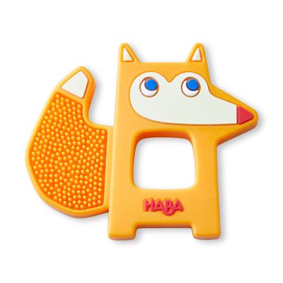 HABA Silicone Teethers for Babies 6-18 Months - Fox Design Silicone Teether Ring and Grasping Toy for Safe Sensory Development - Dishwasher Safe Baby Essentials