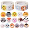 1000 Pieces Cute Animal Round Face Stickers, Cartoon Stickers for Kids Party Favor Birthday Classroom Decoration and Outdoor Activities (1" Diameter / 2 Rolls) view 2