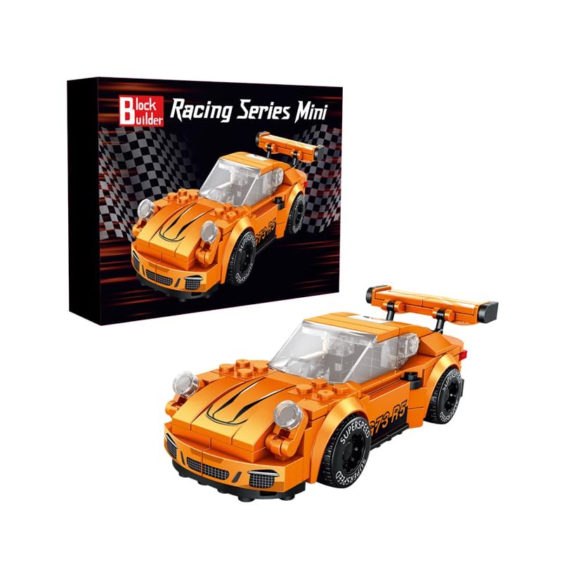 Block Builder 911 Racing Car Building Block Set (230 Pieces). Racing Car Building Blocks for Kids and Adults