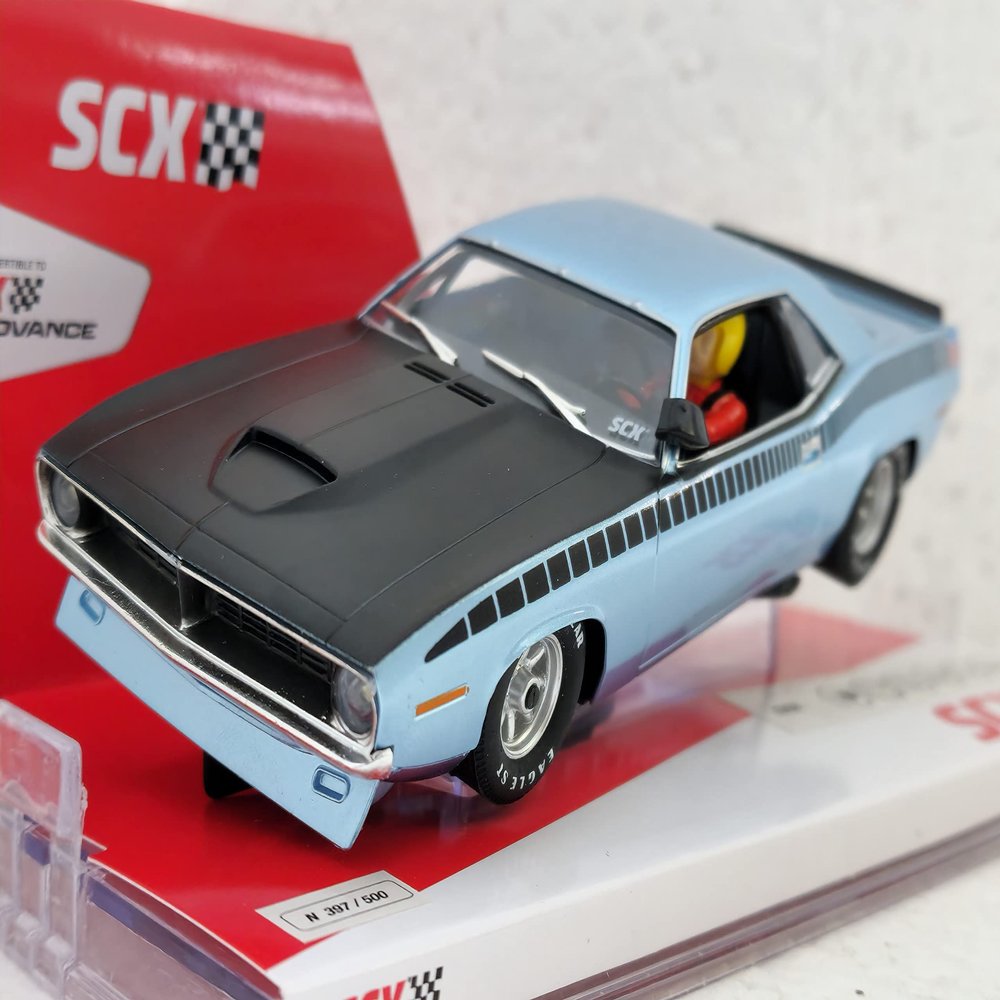 SCX U10439X300 Plymouth Trans Am AAR CUDA 1970 1:32 Slot Car (Bahama Blue)