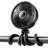 Gaiatop Baby Stroller Fan, 4000mAh Oscillating Mini Portable Fan with Light, 4 Speeds Battery Operated Small Handheld Desk Fan, 360 Rotate Flexible Tripod Clip On Fan for Car Seat Crib Travel Black view 1