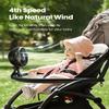 Gaiatop Baby Stroller Fan, 4000mAh Oscillating Mini Portable Fan with Light, 4 Speeds Battery Operated Small Handheld Desk Fan, 360 Rotate Flexible Tripod Clip On Fan for Car Seat Crib Travel Black view 3