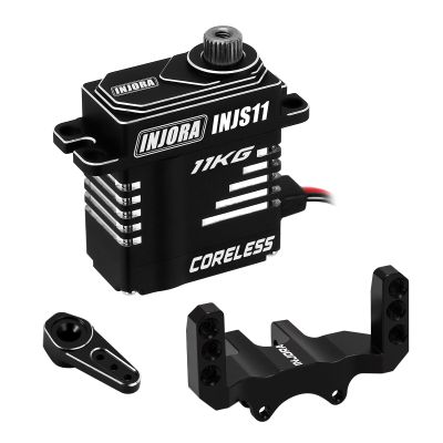 INJORA Coreless High Torque Micro Servo with Mount and Servo Horn for SCX24 C10 JLU Bronco Axial 1/24 RC Crawler Car Upgrade Parts (Black)