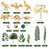 21 PCS Gold Dinosaur Cake Toppers Dinosaur Figures Green Ball Cake Decorations for Dinosaur Theme Birthday Supplies (Gold) view 2
