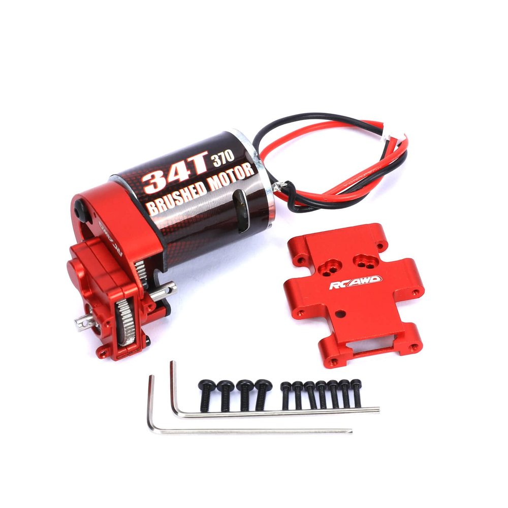 RCAWD New Enhanced 370 Motor 34T Gear Housing Transmission for FMS 1/18 Series Red