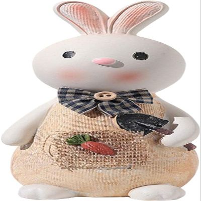 NOBRIM Piggy Bank Creative Cute Cartoon Rabbit Piggy Bank Coin Bank Money Jar Resin Craft Gift Student Desktop Home Decoration Money Bank Desktop Money Bank