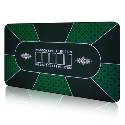 CONTINUE Upgraded Waterproof Poker Mat for 6 Players - Texas Hold'em & Blackjack - Anti-Slip Rubber Table Top Layout with Carrying Bag (47 x 24)