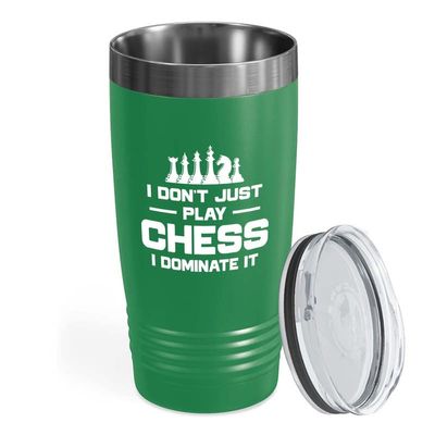Flairy Land Chess Green Tumbler 20oz - dominate it - Chess Board Game Chess Pieces Chess Gifts Chess Club Chess Trainer Checkmate