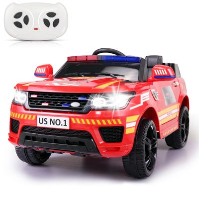 TOBBI 12V Electric Fire Truck Ride-On Car with Remote Control, Bluetooth