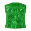 JEATHA Boys Girls Sequins Vest Dance Tops Sleeveless Waistcoat Stage Performance Costume Outerwear Jacket Dark Green 15-16 Years view 2
