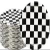 40 Pcs Race Car Birthday Party Supplies Black and White Checkered Party Supplies 7"Checkered Paper Plate,Black White Plate for Kids Car Sports Themed Racing Birthday Party Decorations (Black White) view 1