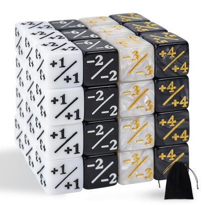 48 Pieces MTG Dice Counters Token Dice, Magic The Gathering Glitter Sparkle, Loyalty Starry Marble D6 Cube Compatible with MTG, CCG, Card Gaming Accessory (Black & White)