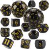 CiaraQ DND Polyhedral Dice Set (15pcs) D4-D100 Game Dice with Dice Bag for Dungeons and Dragons Role Playing Table Games (Black & Yellow) view 1