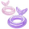 HeySplash Pool Floats Kids, Inflatable Swimming Ring Mermaid Tail Shaped Swim Tube Floaties, Summer Water Fun Beach Party Swimming Pool Toys for Kids Children Water Activities, Pink + Purple view 1