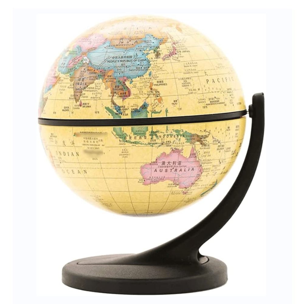 VNABO Geographic Globes Cute Classic Mini Globe 11cm / 4.3" Wonder Globe Retro Antique Desktop Political Globe with Single Axis Base Desktop World Globe Home Dcor