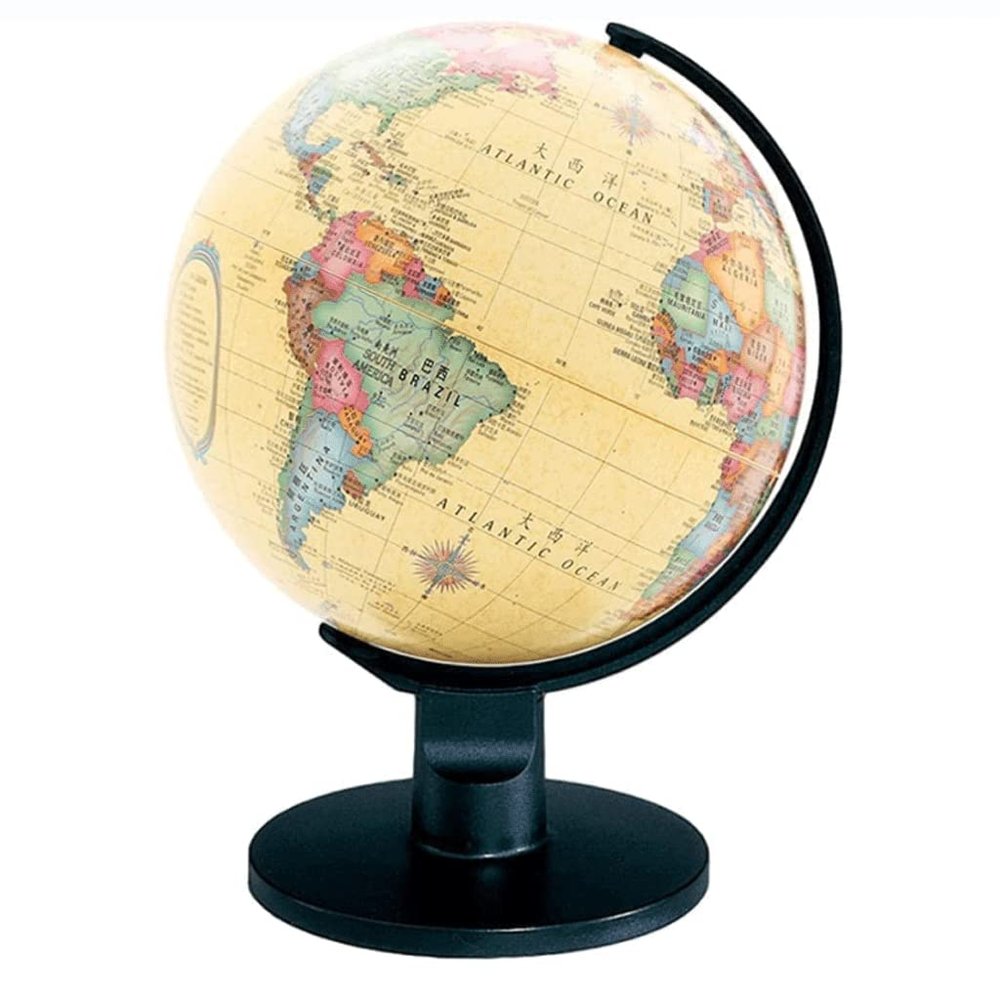 VNABO Geographic Globes Mini Classic World Globe Vertical Axis Rotating Earth Globe Kids World Globe 6 Inch (15cm) Newest World Globe Home Dcor