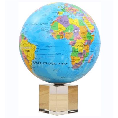 VNABO Geographic Globes Elegant Cute World Globe with Clear Crystal Base Traveler Globe Self-Rotating Glowing Globe 5.9" Diameter Home Dcor