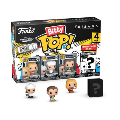 Funko Bitty POP! Friends - Phoebe, 4-Pack and A Surprise Mystery Mini Figure - 0.9 Inch (2.2 Cm) Collectable - Stackable Display Shelf Included - Gift Idea - Party Bags Stocking - Cake Topper
