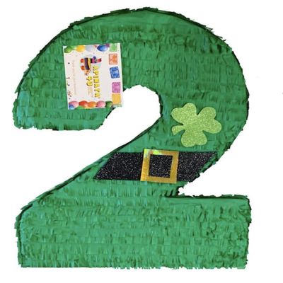 St. Patrick's Day Number 2 Pinata 20" | Large Party Decoration, Two-Shaped Pinata for Kids & Adults, Durable & Fun for Candy & Treats