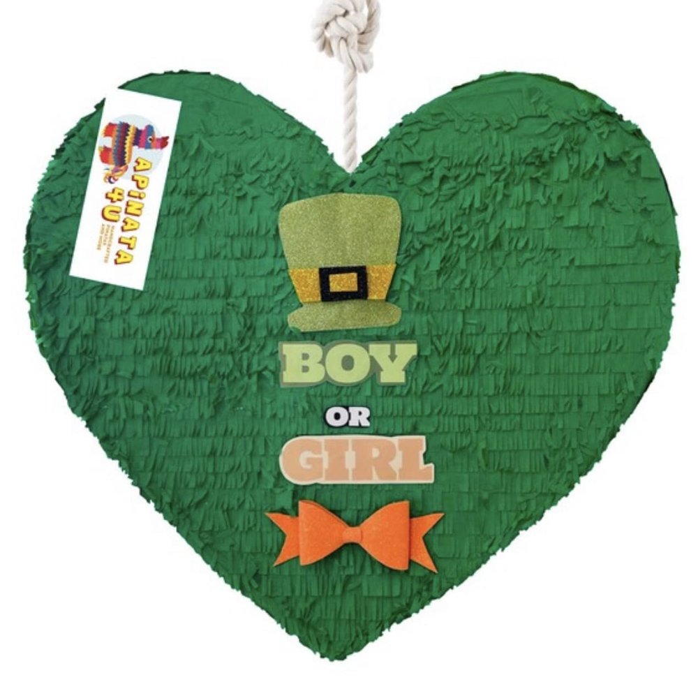 Green Heart Pinata St Patricks Day Gender Reveal St Patricks Day Party Little Lad or Little Lass Lucky Shamrock St Pats Day Boy or Girl