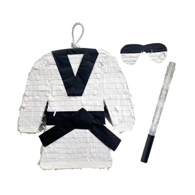 APINATA4U 17.5" Tall Martial Arts Pinata Karate Tae Kwon Do Birthday Party Decoration Black Belt,INCLUDES Stick and Mask
