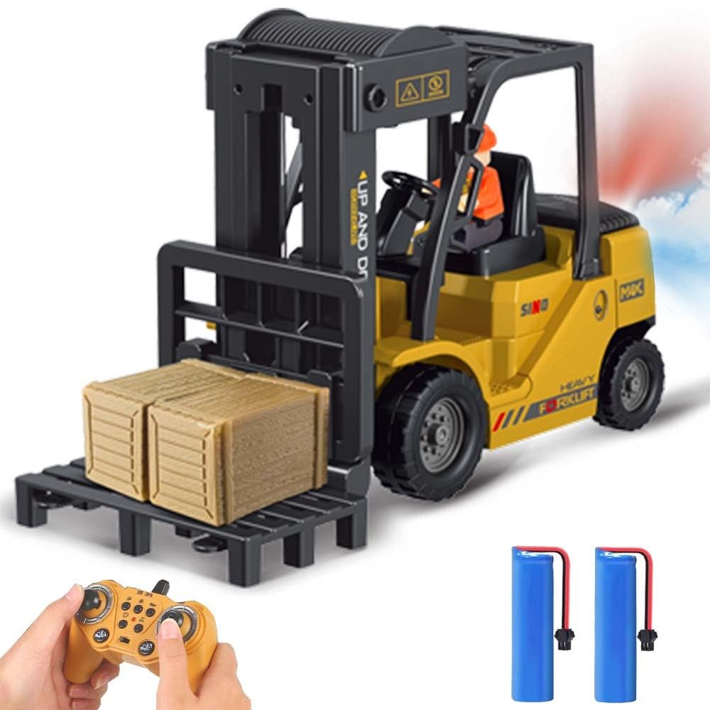 11 Channel RC Forklift - 1:24 Scale Construction Truck Toy, Yellow, 3+ Years, Male, Children