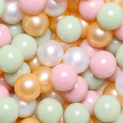 GOGOSO Ball Pits Balls Toddlers 50 100 200 500 Plastics Shape Ball Non-Phthalate Non-BPA Non-Toxic 2.2-Inch Crush Proof Play Balls, Pearl Pink+Gold+Green+White,100 Balls