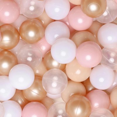 GOGOSO Ball Pits Balls Toddlers 50 100 200 500 Plastics Shape Ball Non-Phthalate Non-BPA Non-Toxic 2.2-Inch Crush Proof Play Balls, Beige+Pink+Pearl Brown+White+Clear, 100 Balls