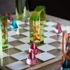 Trademark Games Modern Chess Set - Acrylic Chess Board with 32 Colorful Game Pieces - Unique Tabletop Decor Item with Functional Gameplay view 2