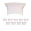 Banquet Tables Pro White 10 Pack Case 60 Inch 5 Ft Round Tight Fit Stretch Spandex Tablecover for Weddings, Banquets, Parties view 1