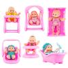 PowerTRC 6 Set of Mini 5 Inch Baby Girl Toy Dolls Collection with High Chair, Cradle, Walker, Swing, Bathtub and Baby Seat Accessories for Girls 3-6 Years Old view 1