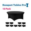 Banquet Tables Pro Black 10 Pack Case 60 Inch 5 Ft Round Tight Fit Stretch Spandex Tablecover for Weddings, Banquets, Parties view 2