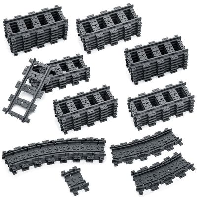 Etarnfly 60PCS City Train Tracks, Straight and Flexible Train Tracks Accessories - Railroad Building Toy Compatible with Major Brand