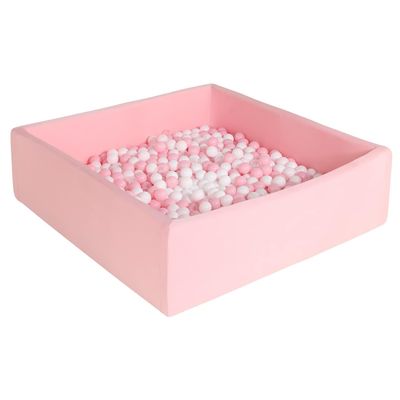 ENMOGO Extra Large Foam Ball Pit for Toddlers Kids Square Soft Ball Pool Ideal Gift Play Toy for Children (Pink)