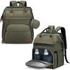 DERJUNSTAR Diaper Bag Backpack, Large Baby Bag with Changing Pad, Thick Padded Back & Straps, Laptop Compartment, Waterproof Travel Backpack with USB Port, Multi-Function for Mom & Dad, Army Green view 4