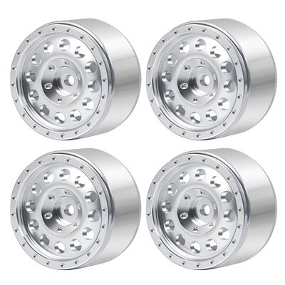 MORLORDY RC Aluminum Alloy 1.0 Beadlock Wheels Rims 4PCS Metal Wheel Hub Set for 1/24 RC Crawler Car SCX24 Wheels Upgrades Accessories - Silver