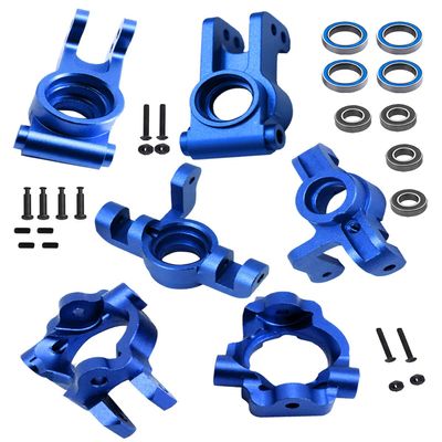 RCMYou Upgrades Part for 1/10 Lasernut U4/Tenacity TT Pro/Tenacity DB Pro,Aluminum Steering Blocks Caster Blocks Rear C-Hubs Stub Axle Carriers Hops Up,Navy Blue
