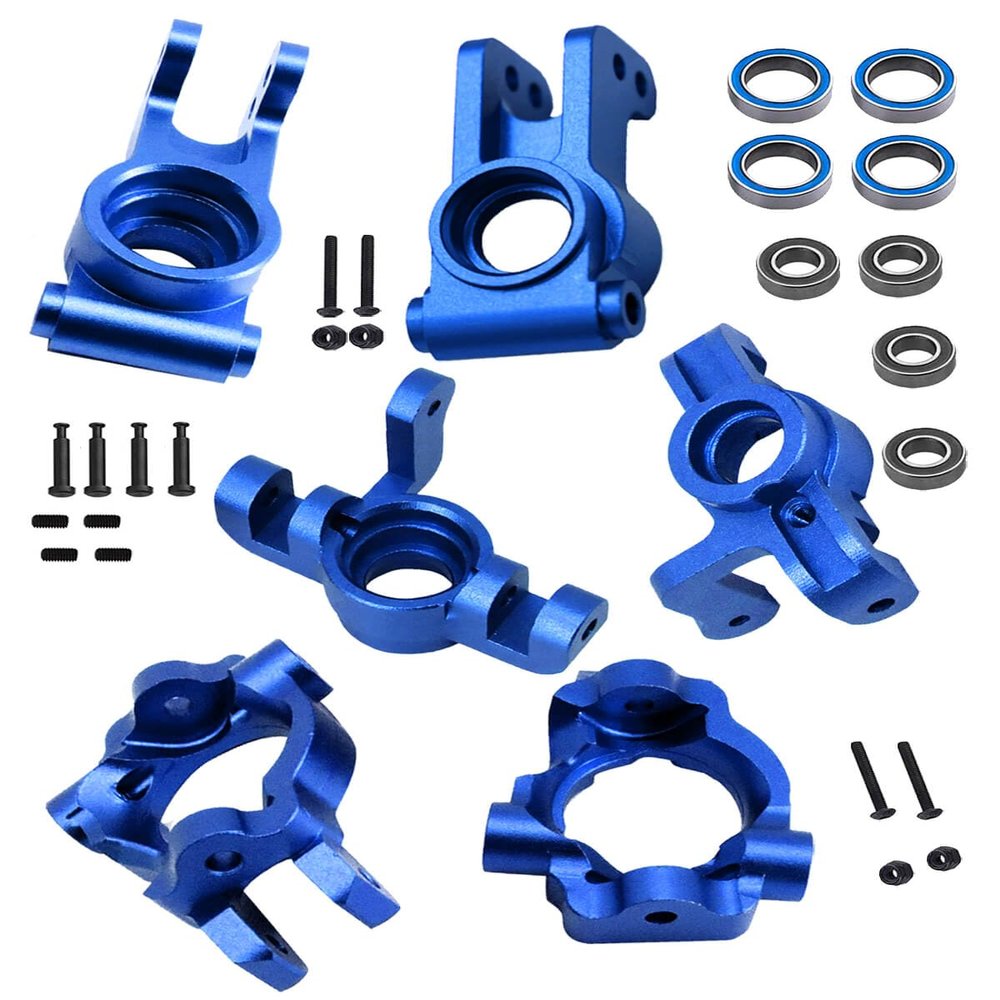 RCMYou Upgrades Part for 1/10 Lasernut U4/Tenacity TT Pro/Tenacity DB Pro,Aluminum Steering Blocks Caster Blocks Rear C-Hubs Stub Axle Carriers Hops Up,Navy Blue