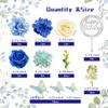 19 PCS Flower Cake Toppers Butterfly Cake Decorations Happy Birthday Cake Toppers with Artificial Blue Rose Flowers Eucalyptus Butterflies for Girls Birthday Party Wedding Baby Shower Supplies (Blue) view 2