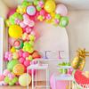 149pcs Twotti Fruity Balloon Arch Kit - Pastel Pink Yellow Green Citrus Balloons with Watermelon Pineapple Tropical Mylar Foil Balloons for 2nd Birthday Summer Party Decor view 1