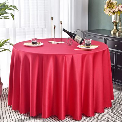 JunJiale Round Tablecloth100% Polyester Tablecloths Solid colorTablecloths for Wedding/Party/Hotel-Large red360cm