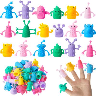 Junkin 40pcs Cute Monster Finger Puppet Valentines Toys Set - Soft Stretchy Fidget Toys, Rubber Mini Finger Dolls for Role Playing Birthday Kids Party Favors, 9 Random Styles (Cute)