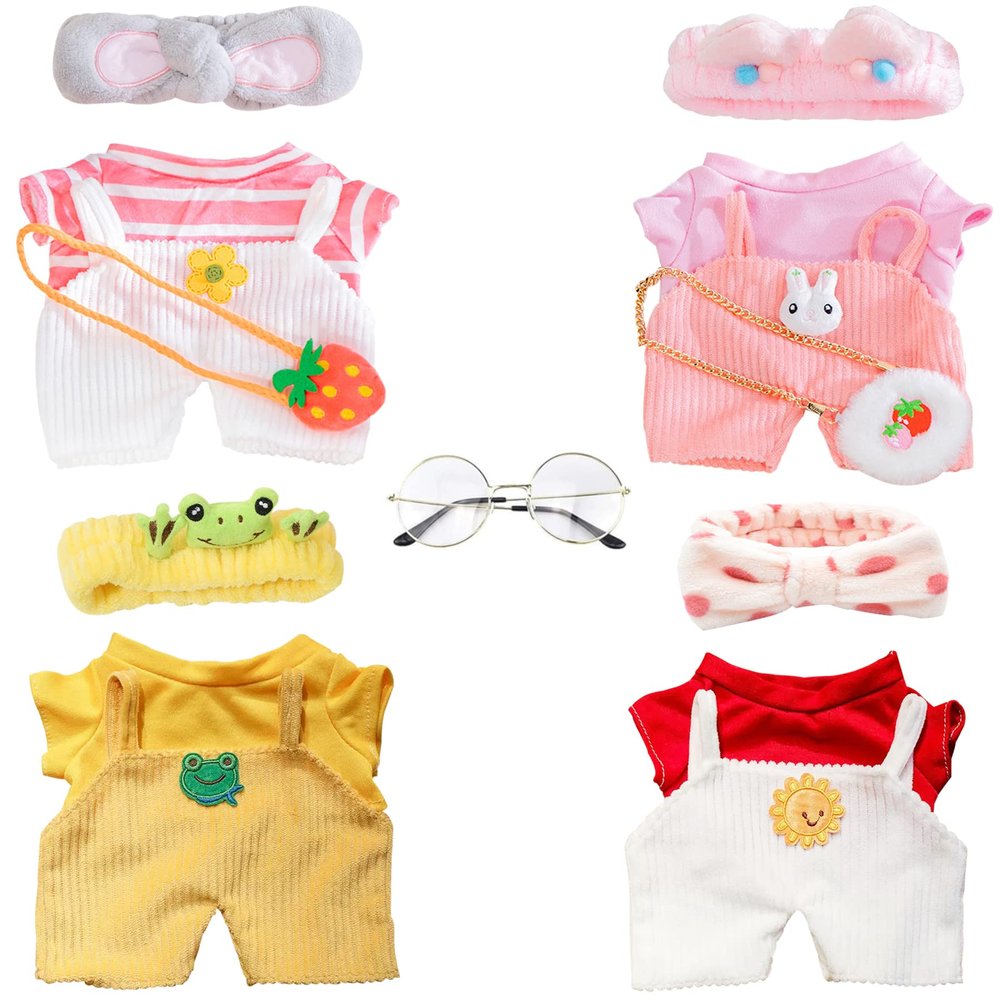 LALAFANFAN Duck Clothes Sets, 15 Pcs Kawaii Accessories for Cute Plushies, Cute Stuffed Animal Glasses and Clothing