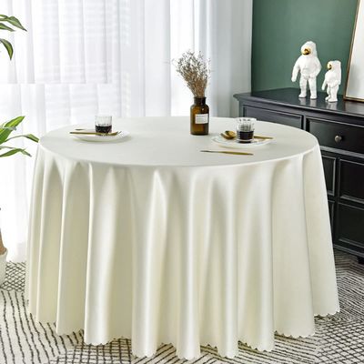JunJiale Round Tablecloth100% Polyester Tablecloths Solid colorTablecloths for Wedding/Party/hotel-Meterswhite360cm