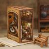 Cutefun Book Nook Kit,3D Wooden Puzzle Bookends,Miniature house kit with dust cover,Bookends Kit with LED Lights,DIY Dollhouse Bookend Tiny House for Adults,Birthday Easter Home Decor for Teens Adults view 2
