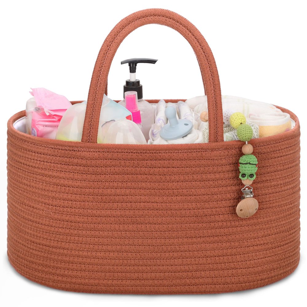 COMSE Baby Diaper Caddy Organizer, Car Caddy, Diaper Change Organizer, Gift Baskets Empty, Portable Tote Bag with Divider, Baby Shower Gifts Newborn Essentials Registry Must Have, Autumn Glaze