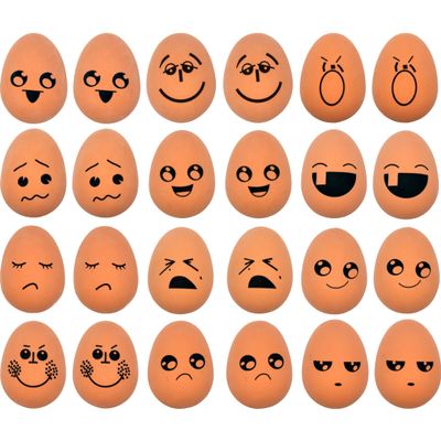 24 Pieces Realistic Bouncing Easter Eggs with Emoticon Faces | Bouncy Rubber Toy Food Pretend Eggs Playset | Fake Eggs Funny Prank Toys Party Favors Goodie Bag Fillers Or School Rewards