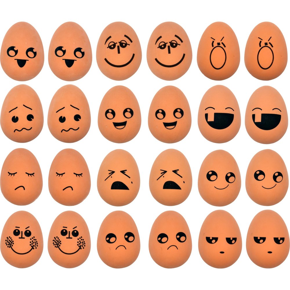 24 Pieces Realistic Bouncing Easter Eggs with Emoticon Faces | Bouncy Rubber Toy Food Pretend Eggs Playset | Fake Eggs Funny Prank Toys Party Favors Goodie Bag Fillers Or School Rewards