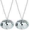Zugar Land 70s Disco Ball Necklace Assortment (2 Inch Discoball) 26" Chain. Costume Accessory Jewelry (Mirror - 2 Pack) view 1